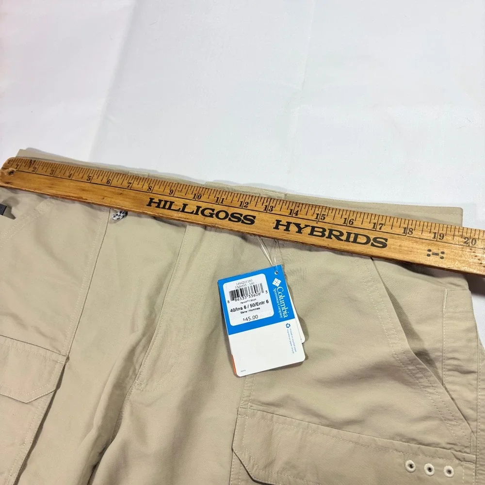 NEW Columbia PFG Permit II 40x6L Fishing Shorts Omni-Shade Cargo Khaki Pockets